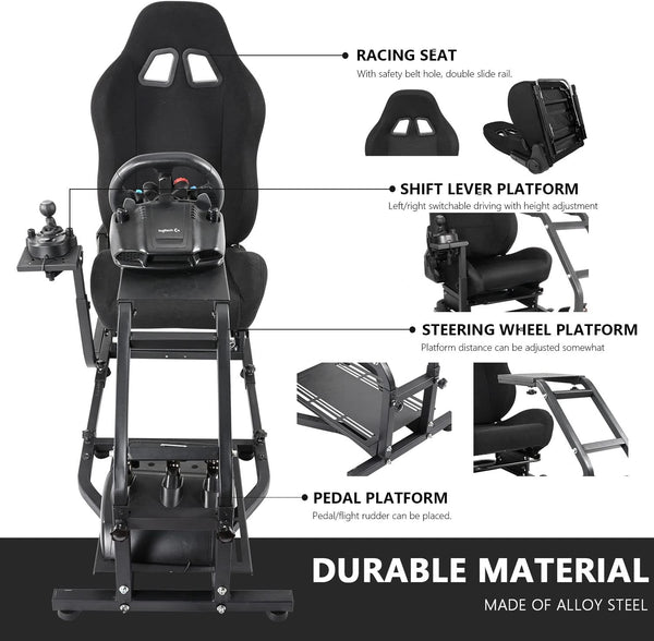 Anman Racing Simulator Cockpit Height Adjustable Racing Wheel Frame Gaming Compatible with Logitech G25, G27, G29, G920 Gaming Cockpit G25/G27/G29/G920 Wheel Handbrake Shifter and Pedals Not Included