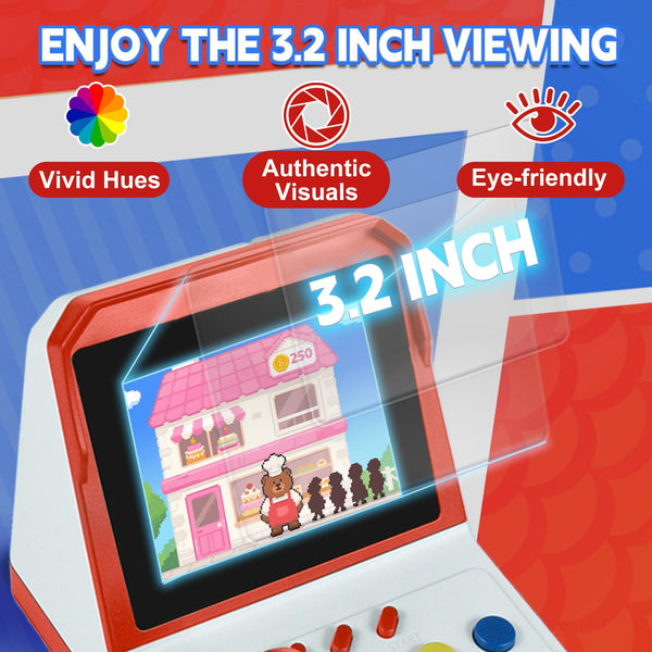 Colourbing Q21 Handheld Games Consoles – 3.5" Portable Mini,Two Players Battle,Built-in 500 Retro Games,1020mAh Rechargeable Battery–Great Retro Games Console for Adults,Teens Birthday and Party Gifts