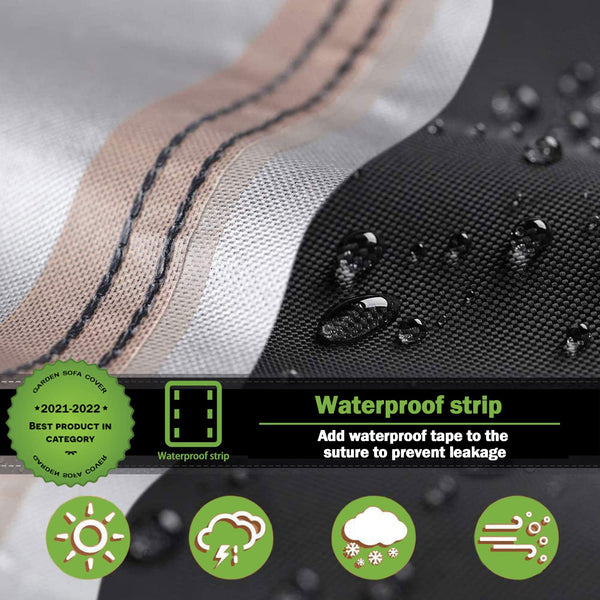 Enzeno Garden V-Shape Furniture Cover Waterproof, 420D Heavy Duty Oxford Fabric Outdoor Rattan Corner Sofa Cover with Waterproof Tape (215 * 215 *