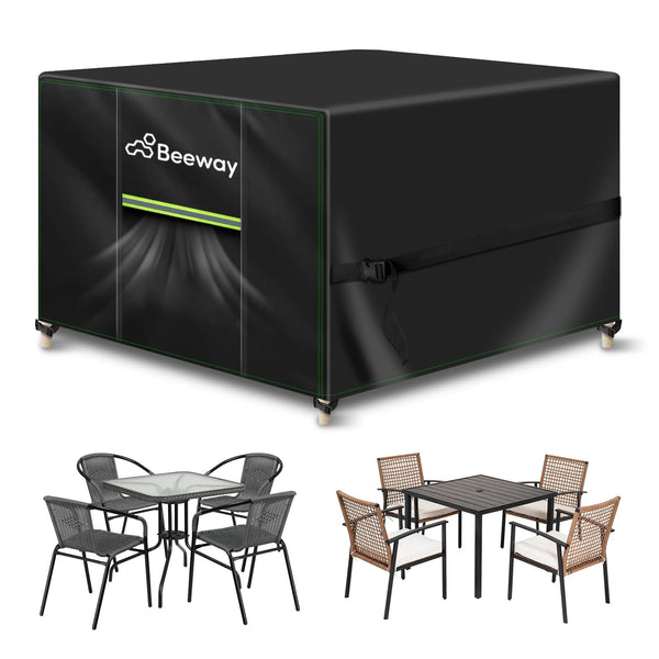 BEEWAY Garden Furniture Cover With Air Vent, Waterproof Patio Rattan Sofa Table Chair Set Cover - 420D Oxford Fabric, Windproof - Rectangular 242 x 182 x 100cm
