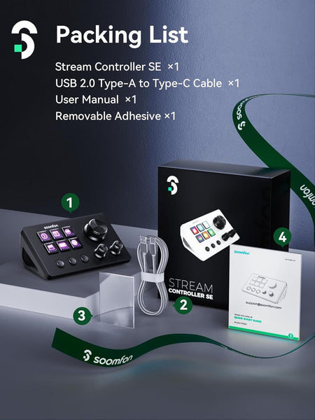 SOOMFON Stream Controller SE Deck with 6 Macro Keys and Dashboard, Customizable LCD Buttons Support Trigger Actions in OBS, Twitch, YouTube for Content Creators Streaming, Compatible with PC and Mac