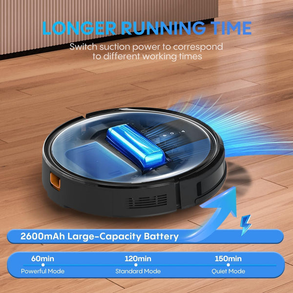 Robot Vacuum Cleaner with Mop, 4-in-1 Robotic Vacuums, 5000Pa Ultra Strong Suction, Long Running Time, Timing Function, App/WiFi for Pet Hair Hard Floor and Carpet(Striped Blue)