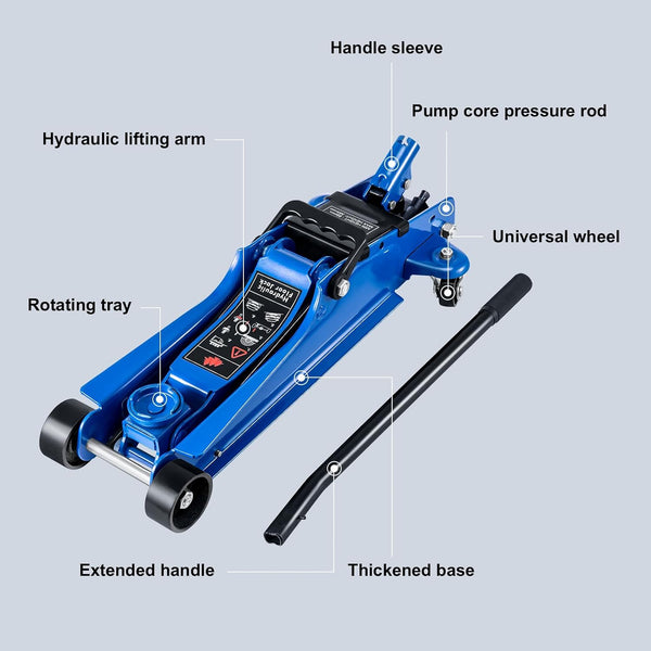 Holdfiturn Hydraulic Low Profile Floor Jack 2.5 Ton Heavy Duty Trolley Jack Hydraulic Car Jack Lift Garage for Car Van Truck Trailer Auto Repairing