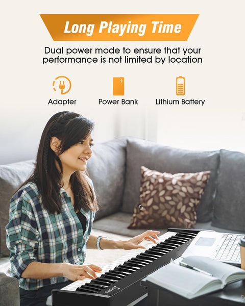 OYAYO 88 Key Digital Piano Full Size Semi-Weighted Keys, Complete Bundle Includes Double X Stand, Travel Bag, Touch Sensitivity Portable Keyboard for Beginners and Musicians on the Road