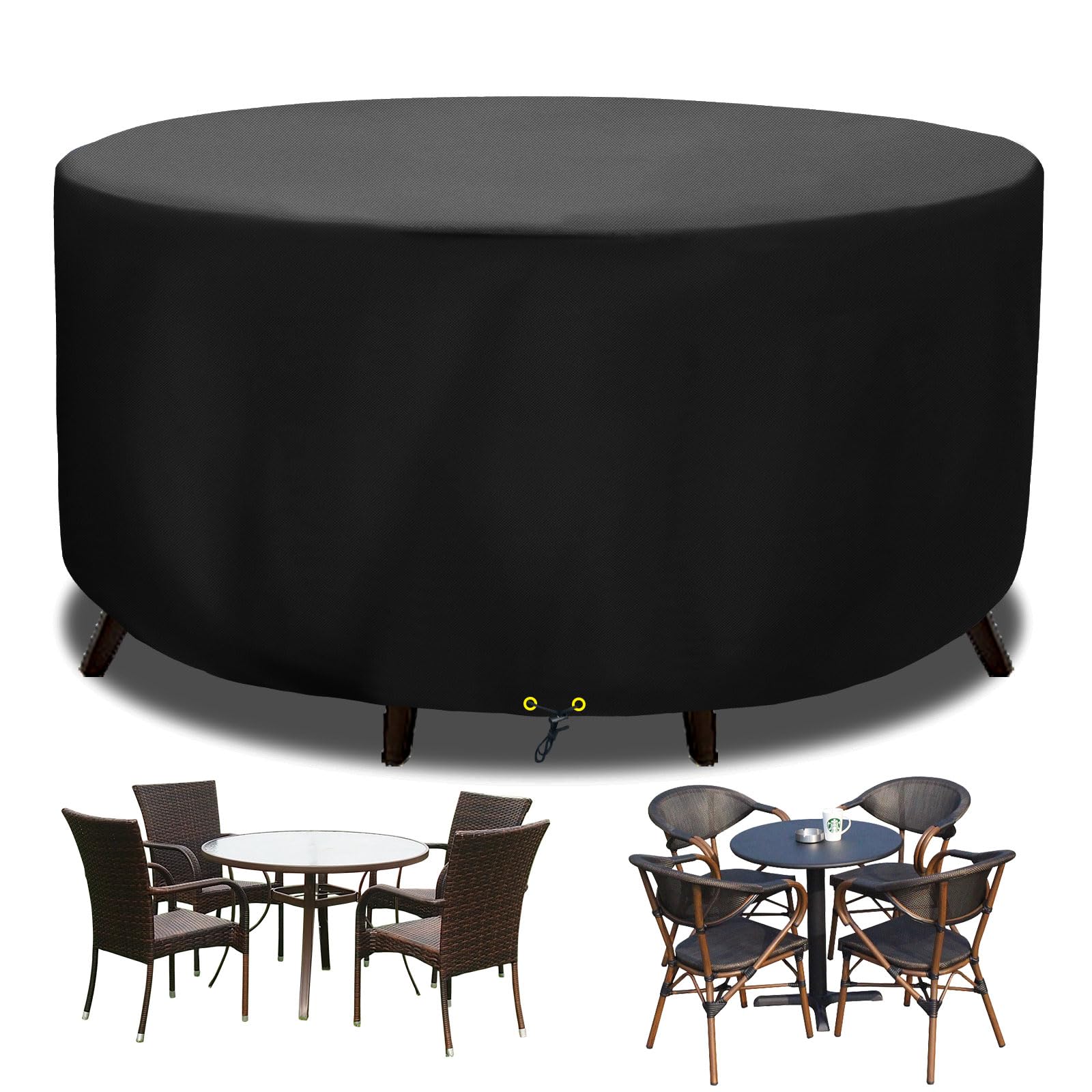 Funshot Round Garden Furniture Covers Waterproof, ?300x90cm Extra Large Garden Table Cover Round 420D Oxford Fabric Outdoor Circular Patio Table Set