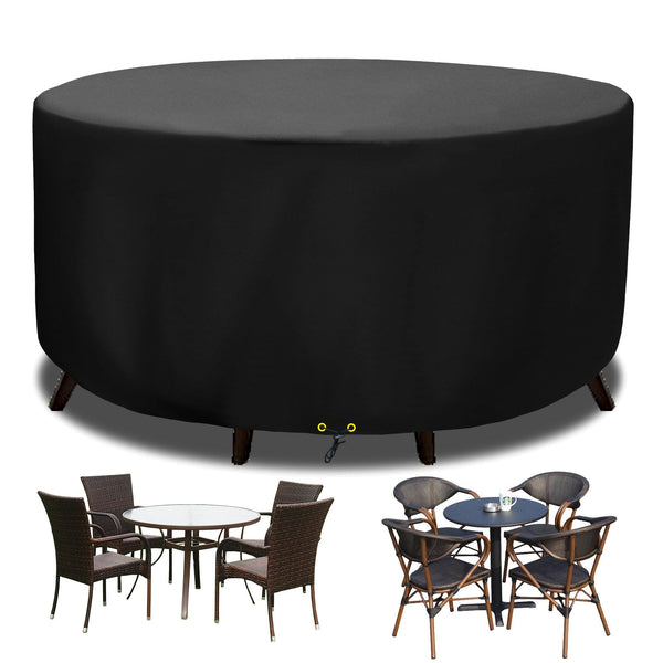 Funshot Round Garden Furniture Covers Waterproof, ?300x90cm Extra Large Garden Table Cover Round 420D Oxford Fabric Outdoor Circular Patio Table Set