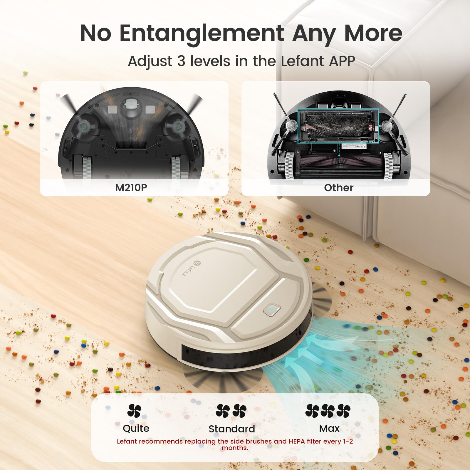 Lefant M210P Robot Vacuum Cleaner, Featured Carpet Cleaner Small Robot 7.8cm Thin 28cm DIA, Robotic Vacuum Alexa Voice Control Self-Charging Ideal for Pet Hair Hard Floor and Carpet