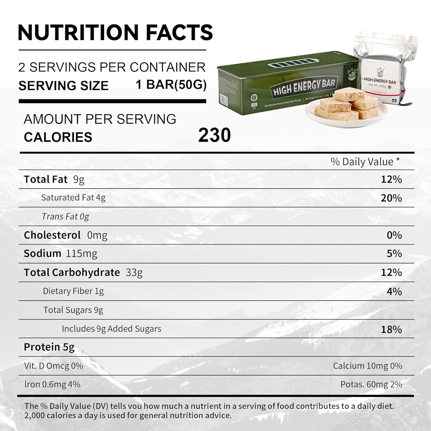 Emergency Food Rations Meal Ready To Eat, Long Self Life 18400 Calorie Survival Tabs Perfect for Camping, Hiking, Army Outdoor Disaster, 20 Pack with Tin Box