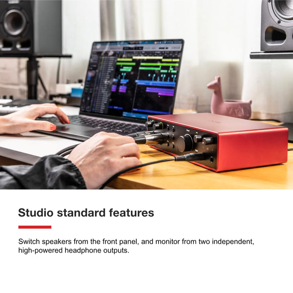 Focusrite Scarlett 2i2 4th Gen USB Audio Interface for Recording, Songwriting, Streaming and Podcasting — High-Fidelity, Studio Quality Recording, and All the Software You Need to Record