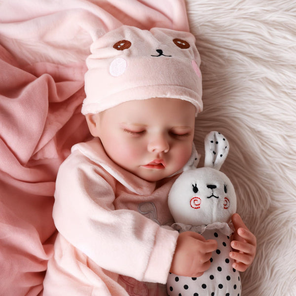 JIZHI Reborn dolls Age 3+ - 17-Inch Handmade Realistic Baby Dolls Soft Cloth Body with Toy Accessories, Reborn Baby Dolls Like a Lifelike Baby(Sleeping baby)