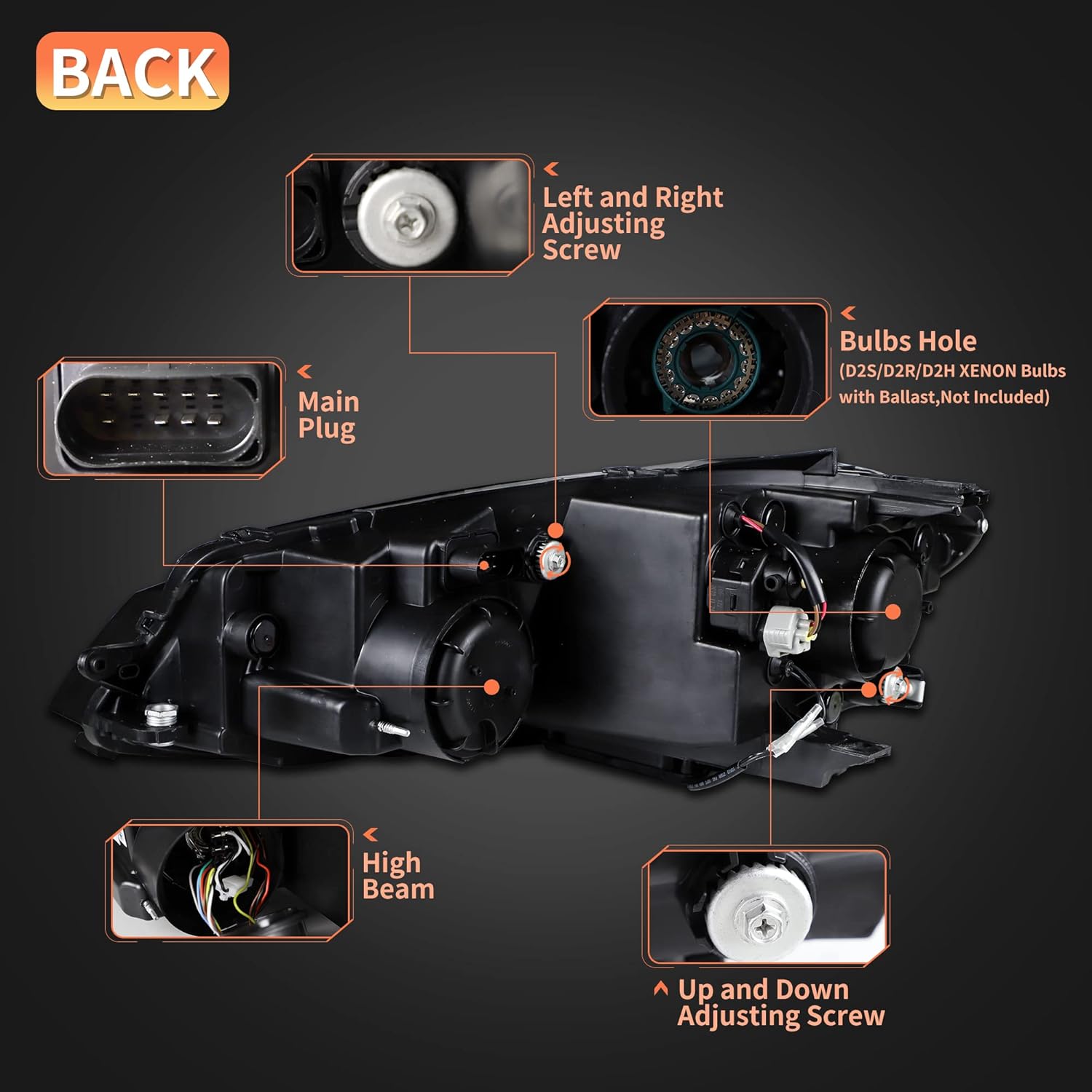 VLAND Headlights for Golf 7.5 MK7.5 2017-2020 Front Lights with Sequential Indicator, not fit GTI/R line/MK7, not include bulbs, E-mark, One Pair