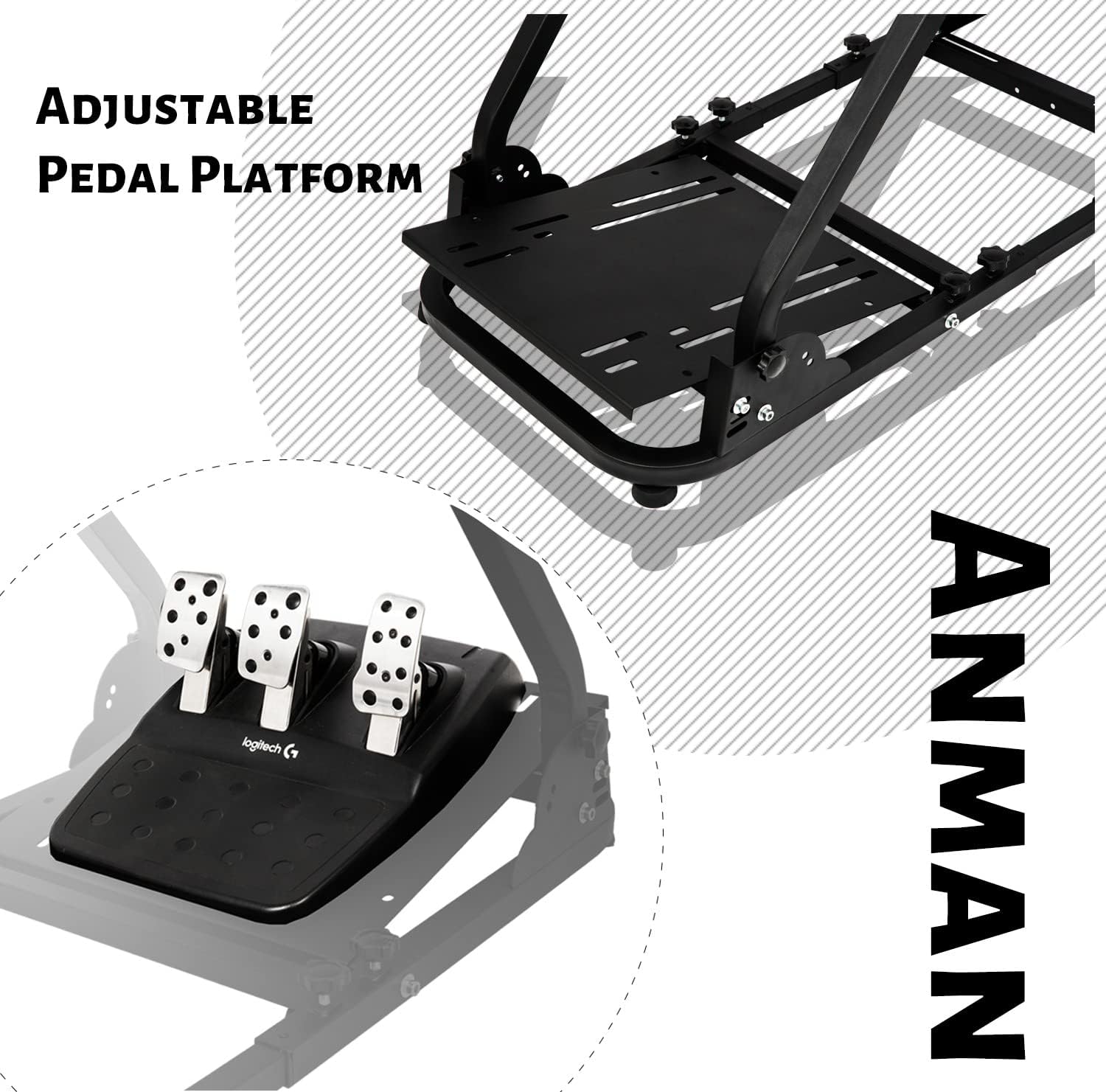 Anman Racing Wheel Cockpit Steering Wheel Stand With Seat Gaming Simulator Cockpit Adjustable Fit For Logitech G25 G27 G29 G920 G923 Thrustmaster T80 T150 NOT Include Wheel Shifter and Pedals