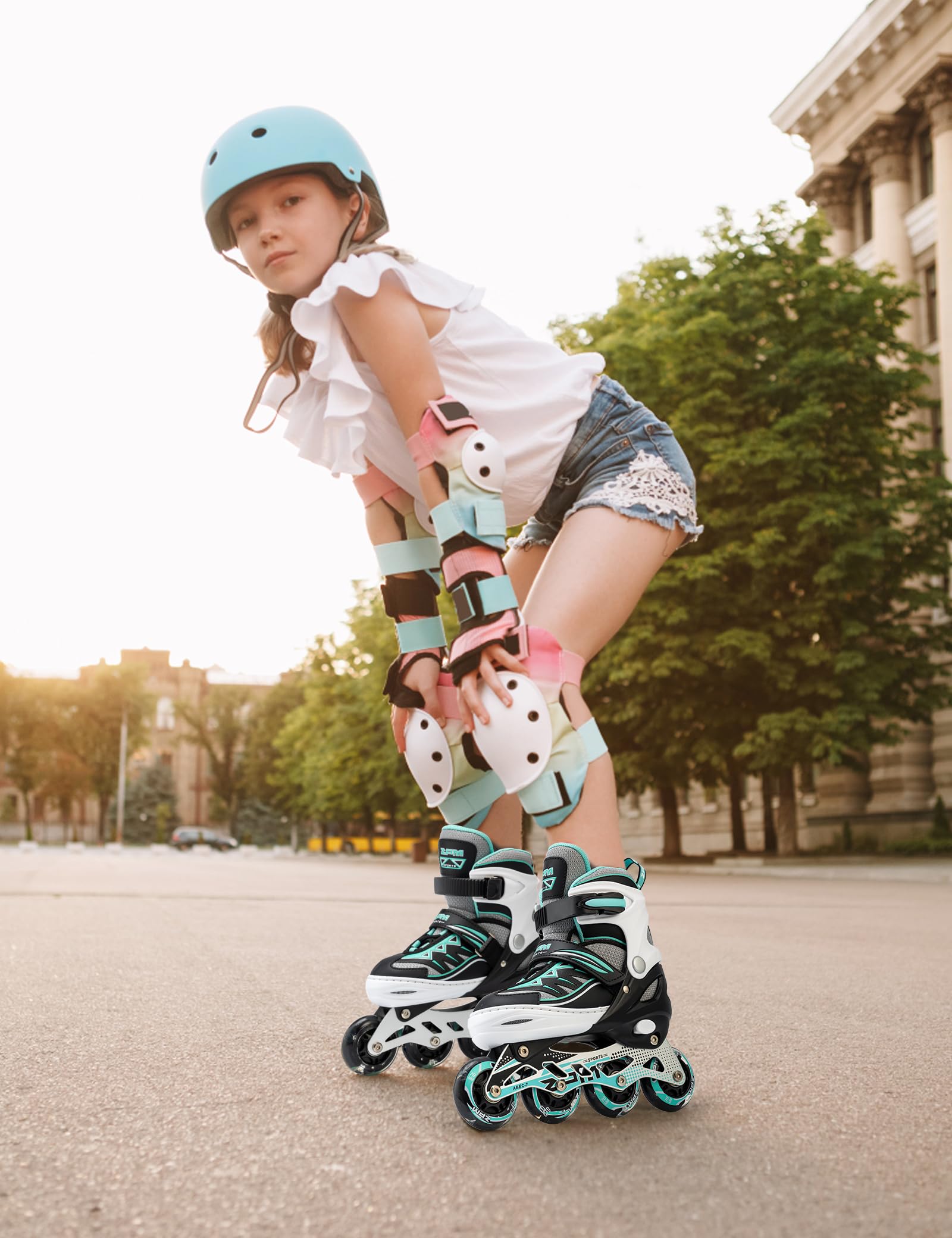 2pm Sports Adjustable Inline Skates, Stylish Design Beginner Roller Skates for Boys and Girls