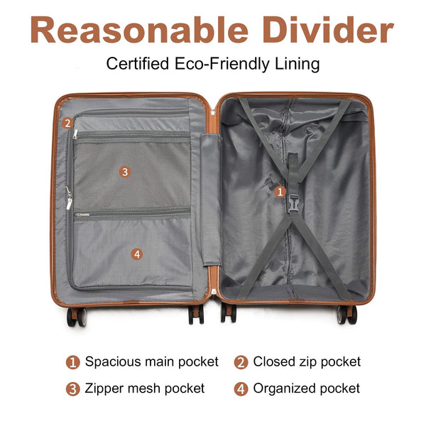 British Traveller 24" Medium Suitcase Lightweight Polypropylene Hard Shell Luggage Hold Check in Suitcase with 4 Wheels and Built-in TSA Lock(Navy, 66cm 60L)