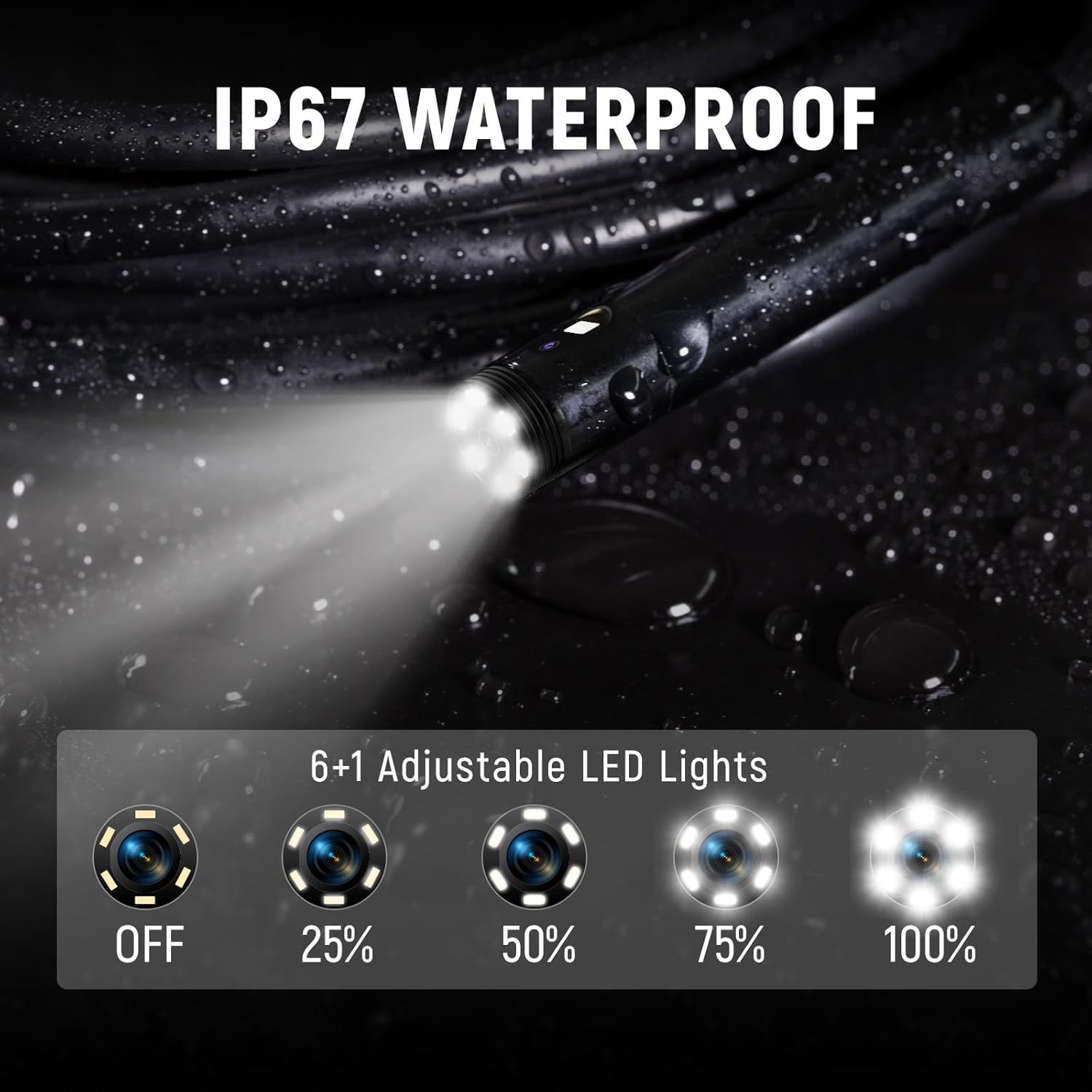 Endoscope Endoscope Camera Dual Lens, KAIWEETS 1920P 5" IPS Split-Screen Display Inspection Cameras with Light, 6.9mm IP67 Waterproof Borescope, 16.5FT Detachable Semi-Rigid Cable, Gadgets for Men