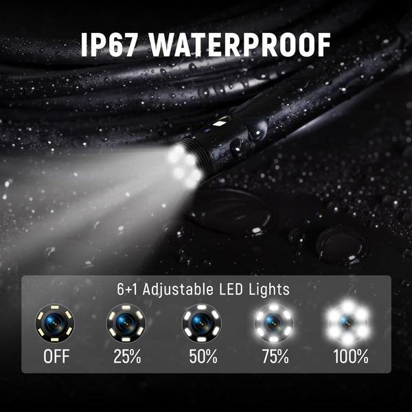 Endoscope Endoscope Camera Dual Lens, KAIWEETS 1920P 5" IPS Split-Screen Display Inspection Cameras with Light, 6.9mm IP67 Waterproof Borescope, 16.5FT Detachable Semi-Rigid Cable, Gadgets for Men