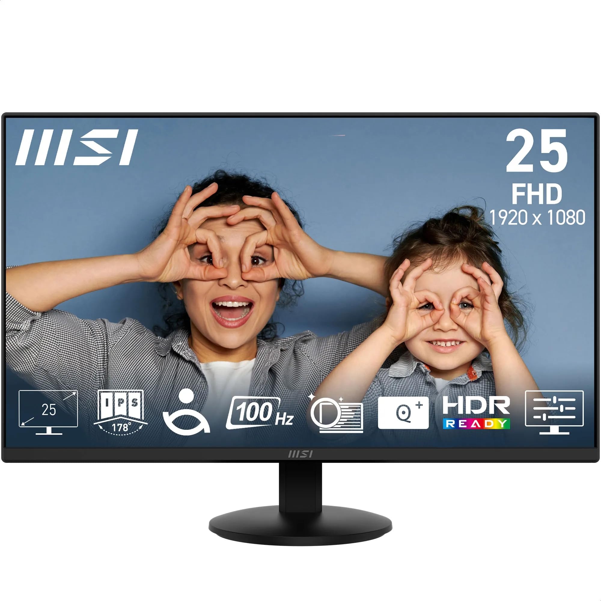 MSI PRO MP251 24.5 Inch Full HD Office Monitor - 1920 x 1080 IPS Panel, 100 Hz, Eye-Friendly Screen, Built-in Speakers, Tilt-Adjustable - HDMI 1.4b, D-Sub (VGA)