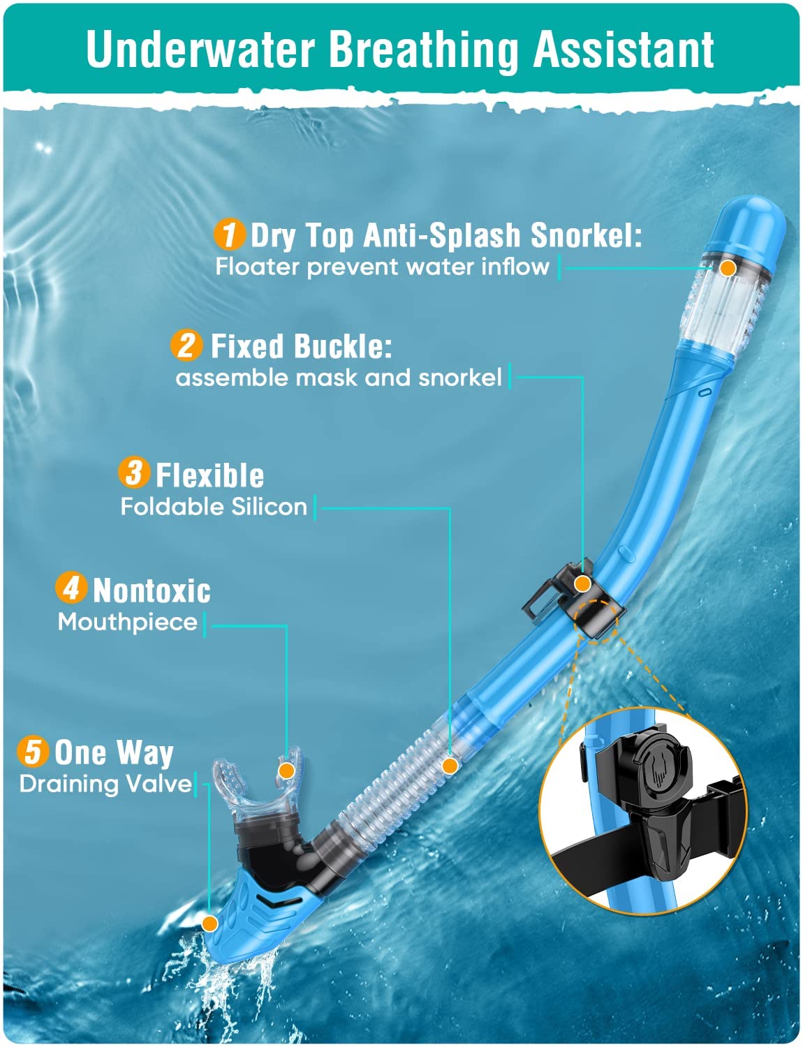 Lealinga Snorkel Set Adults Snorkel Mask Anti-Fog Panoramic View Diving Mask Dry Top Snorkel Kit with Travel Bag Diving Set for Snorkeling Scuba Diving Swimming Travel