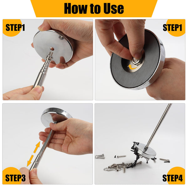 Mulwark Magnetic Sweeper Telescoping Pick-up Tool, 35LB Magnetic Stick, 1lb Magnetic Telescoping Pen, Magnetic Tray. Ideal for Picking up Nails, Screws, and Metal Debris