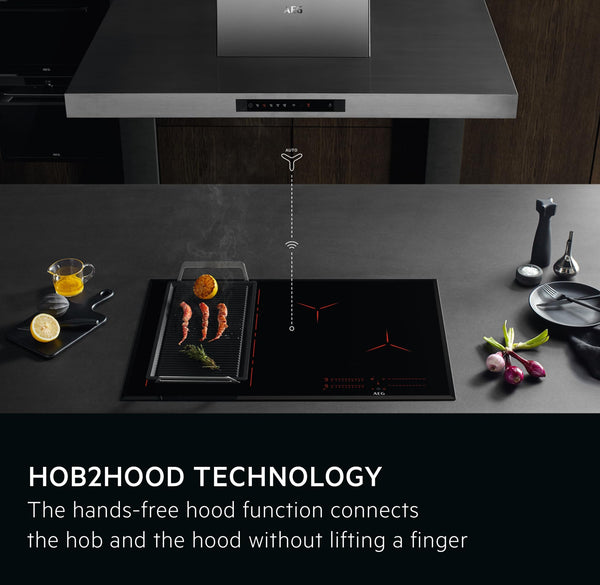 AEG 6000 Series Induction Hob, IKX64441CB, 4 Cooking Zones, 60cm, Bridge Function, Hob2Hood Function, Built-In Hob Timer, Key-lock, 3 Step Residual Heat, Black