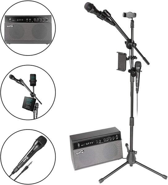 RockJam Premium Performer 100W Bluetooth Karaoke Machine and PA System with Two Karaoke Microphones
