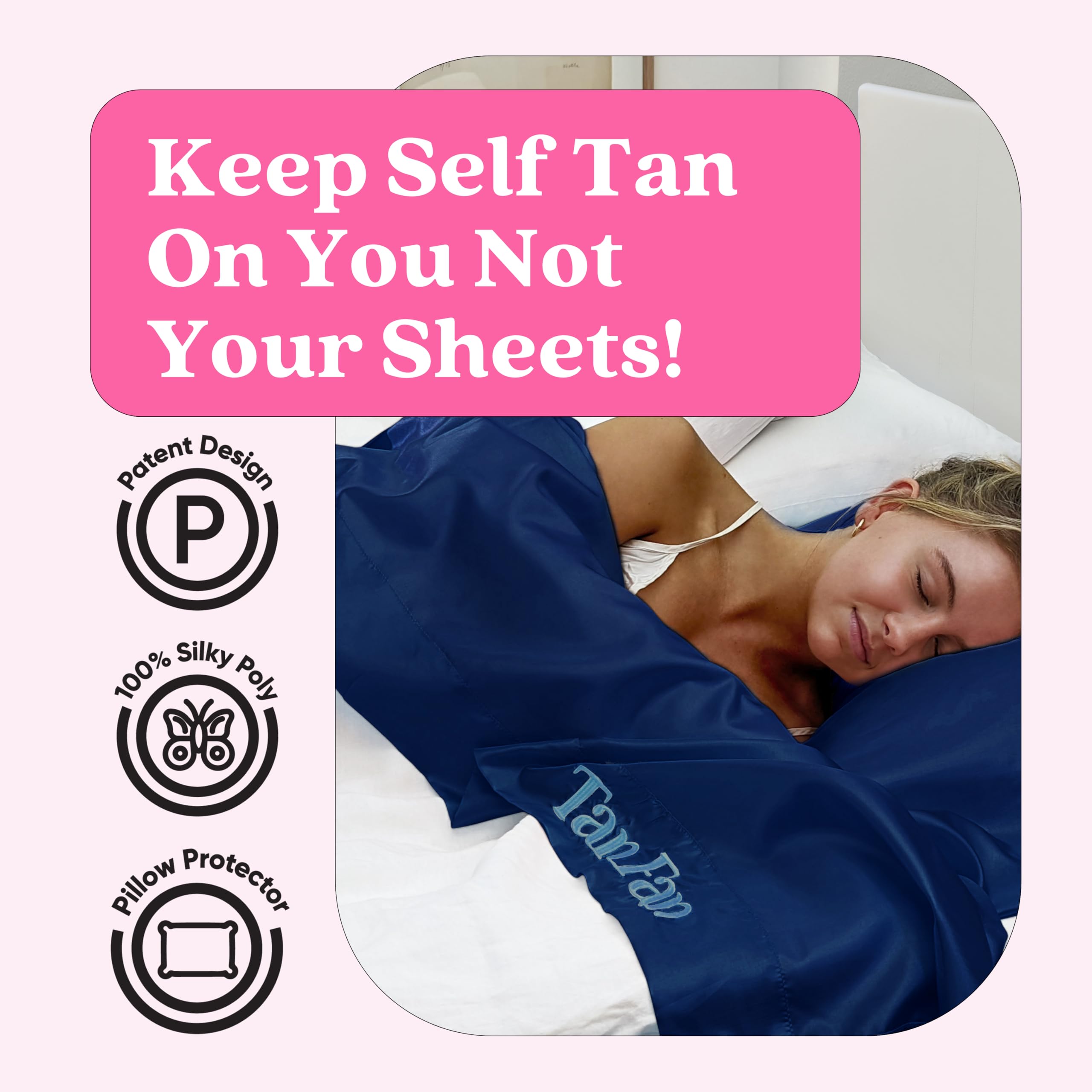 Tan Fan Self Tan Sleep Sac - Keep Sheets Clean From Fake Tan Stains - 100% Cooling Silky Poly Sleeping Sack - Wont Rub or Absorb Tanning Lotion -