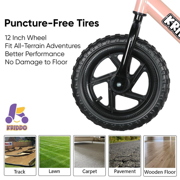 KRIDDO Toddler Balance Bike 2 Year Old, Age 18 Months to 5 Years Old, 12 Inch Push Bicycle with Customize Plate (3 Sets of Stickers Included), Gift Bike for 2-3 Boys Girls, Blue