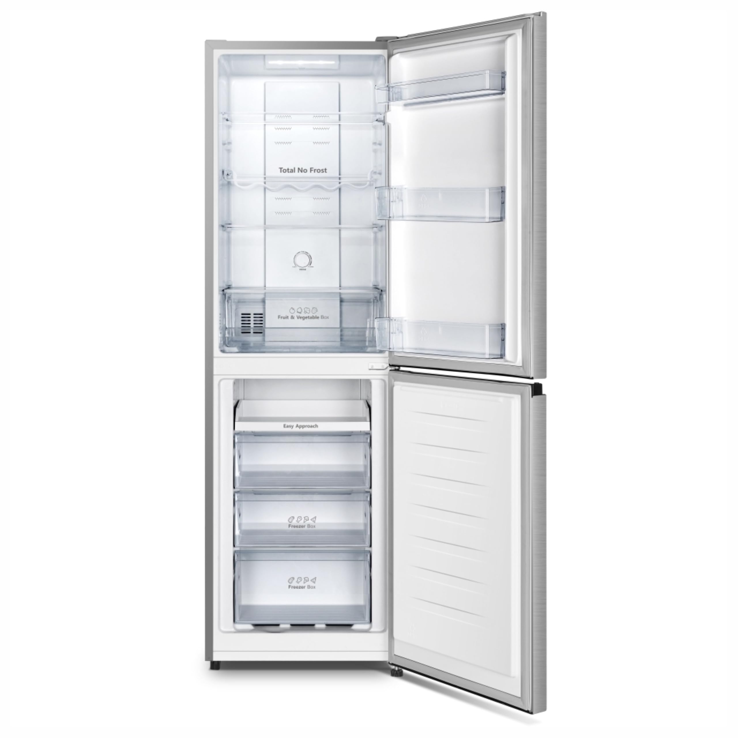 Teknix FFH1825WB 55cm Freestanding 50/50 Fridge Freezer - 256 Litre Capacity - Total No Frost - Non-plumbed Water Dispenser - Black, H182.5 x W55 x D56.2 (cm)