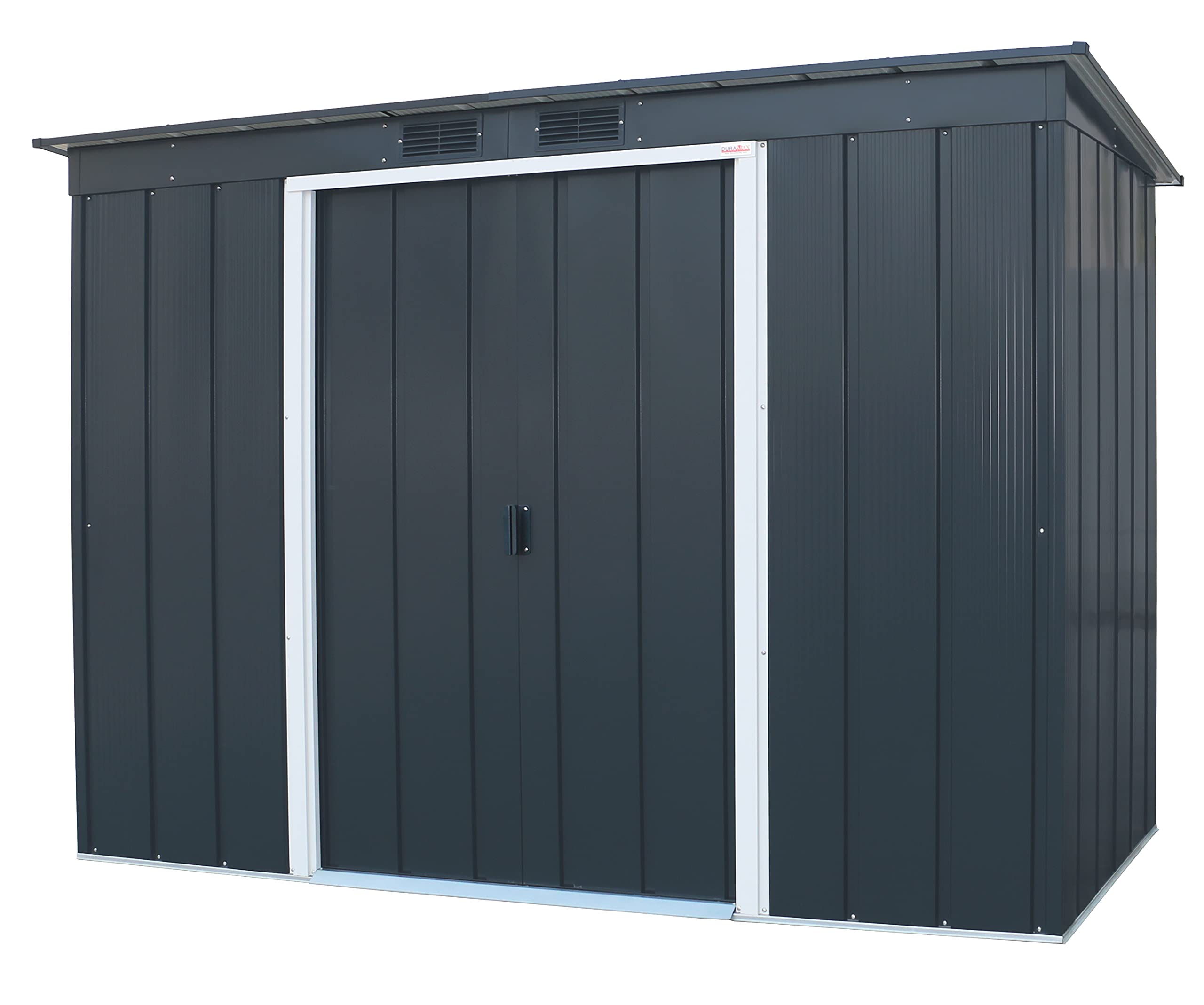 Duramax ECO 8 x 8 (6.35 m2) Metal Garden Storage Shed, Hot-Dipped Galvanized Metal Garden Shed, Tool Storage Shed, Strong Reinforced Roof Structure, Maintenance-Free Metal Shed, Anthracite