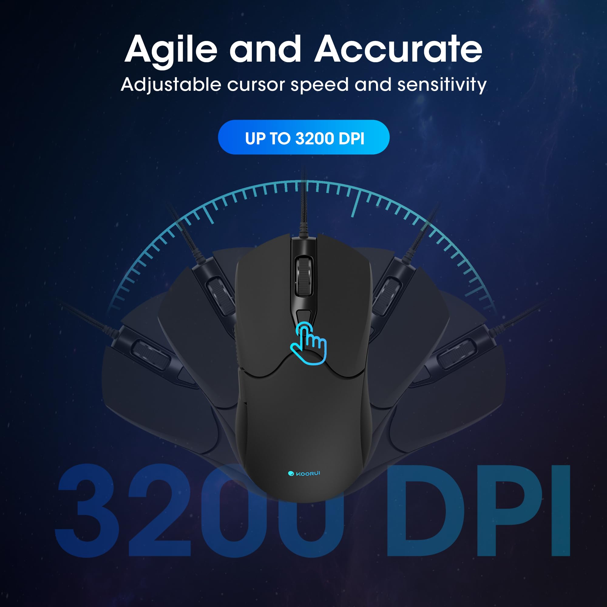 KOORUI 60% Mechanical Gaming Keyboard, Mixed Colors LED Backlit Ultra-Compact 69 Keys, Mini Wired Keyboard with Blue Switch for Windows Laptop PC/Mac OS/Xbox-BLACK(Blue Switch)