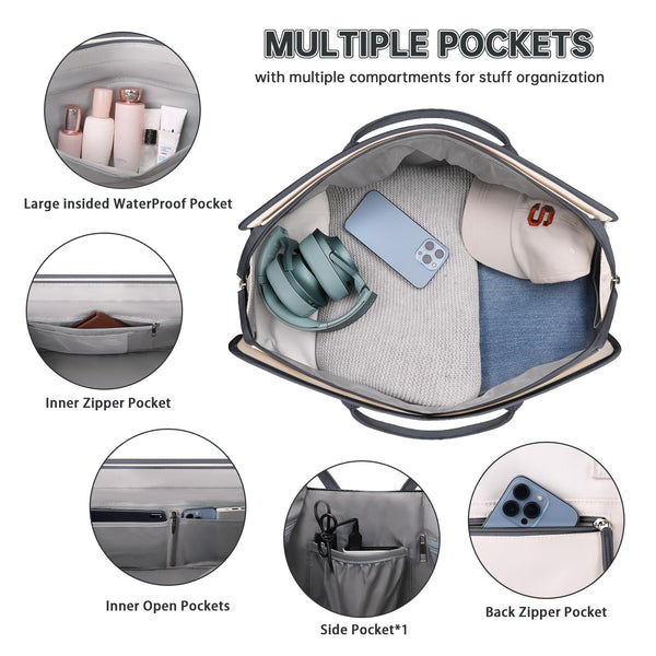 ETRONIK Weekend Overnight Bag for Women, Large Travel Duffle Bag with Shoe Compartment & Wet Pocket, Carry On Tote Bags Gym Duffel Bag with Toiletry Bags for Hospital 3 Pcs Set, Black