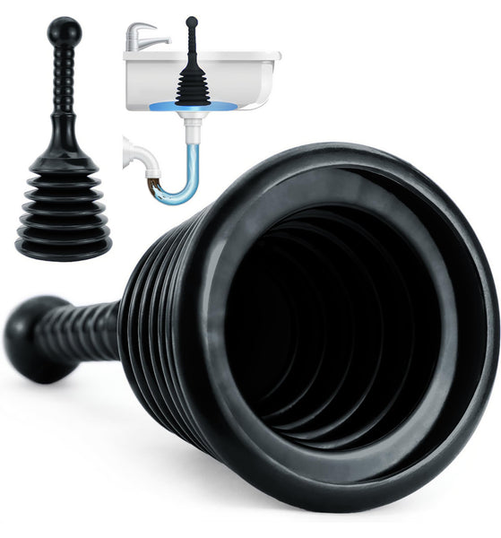 Luigi's Sink Plunger - Drain Plunger Sink Unblocker - Plungers for Unblocking - Drain Plungers for Bathroom Kitchen Bath Shower - Unblock Pump with Accordion Bellows