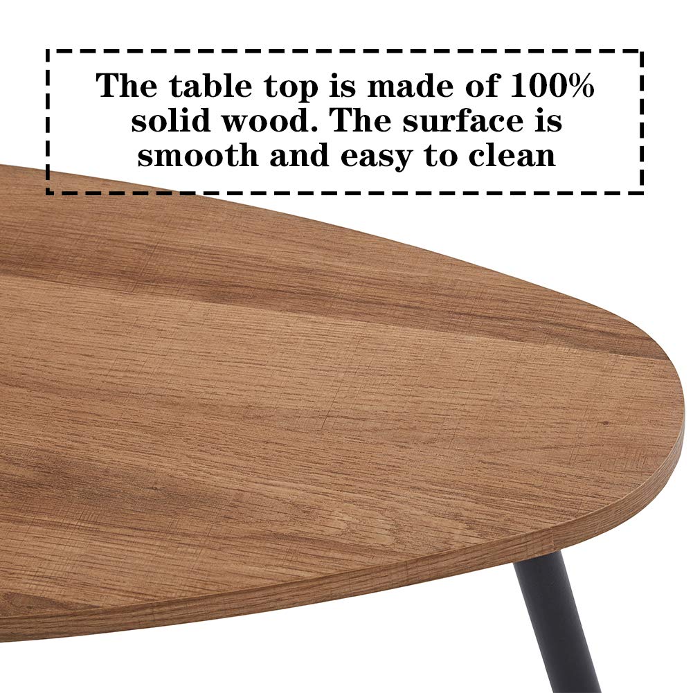 GOLDFAN Triangle Coffee Table Set Nest of 2 Tables Modern Sofa Coffee Side Table Black Metal Table Legs for Living Room, Walnut