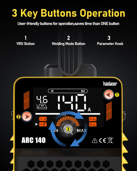 haxiaoer ARC Welder Machine 240V Full Kit - 140A 10 Welding Rods 2 in 1 MMA Lift TIG IGBT Stick Welder with Strap Digital Smart LCD Display Inverter Welding Machine Hot Start ARC Force VRD