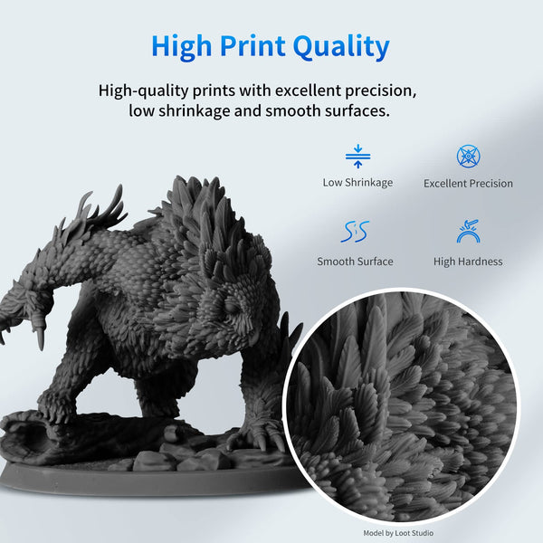 ANYCUBIC Standard 3D Printer Resin, LCD UV 405nm Rapid Photopolymer 3D Resin for 6K/8K/12K/14K LCD 3D Printers(1000g, Grey)