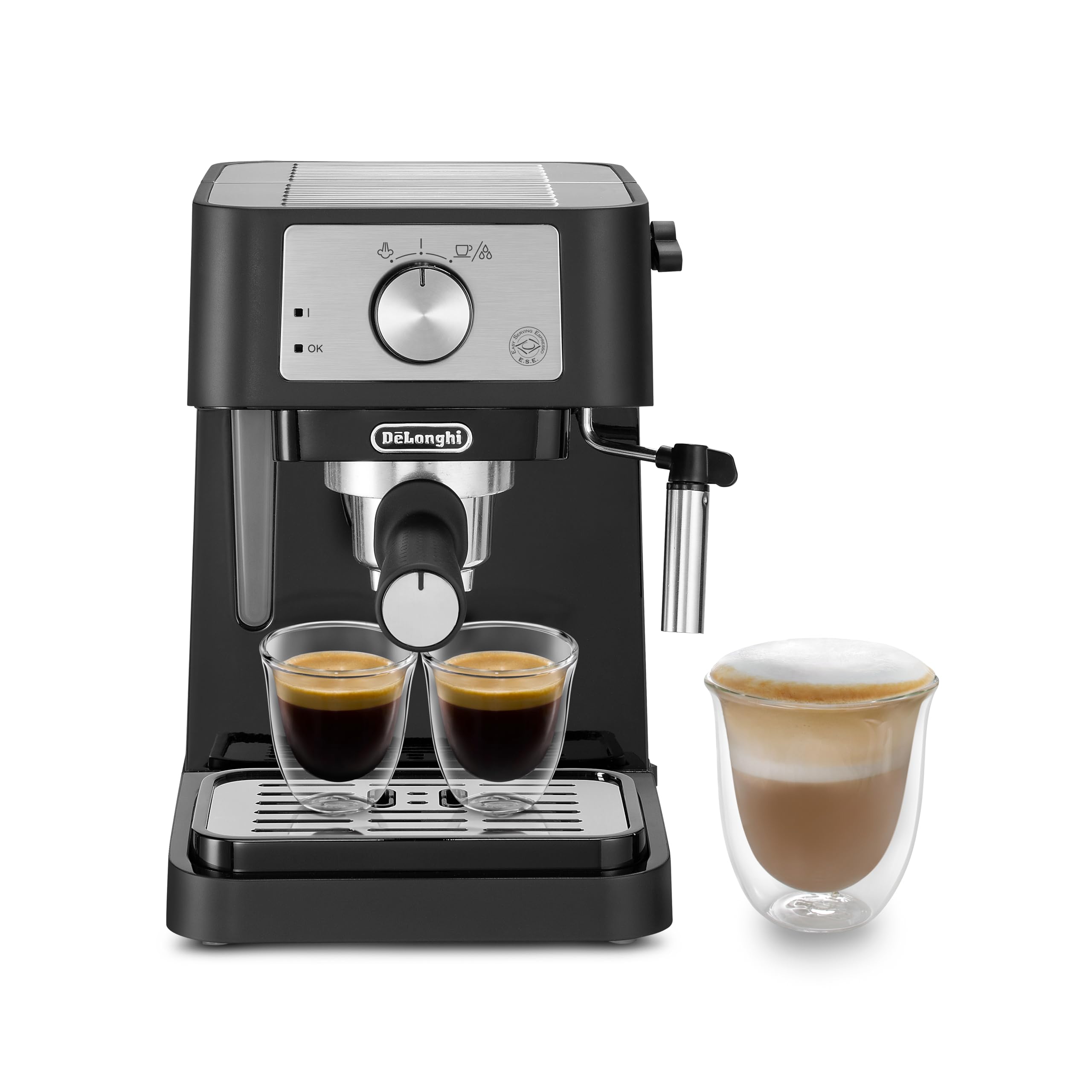 De'Longhi Manual Coffee Machine Stilosa EC260.GR, 15 Bar Pressure, Cappuccino System, Automatic Switch-Off, Compatible with ESE pods, 2 Level Tray, Capacity 1L, Green