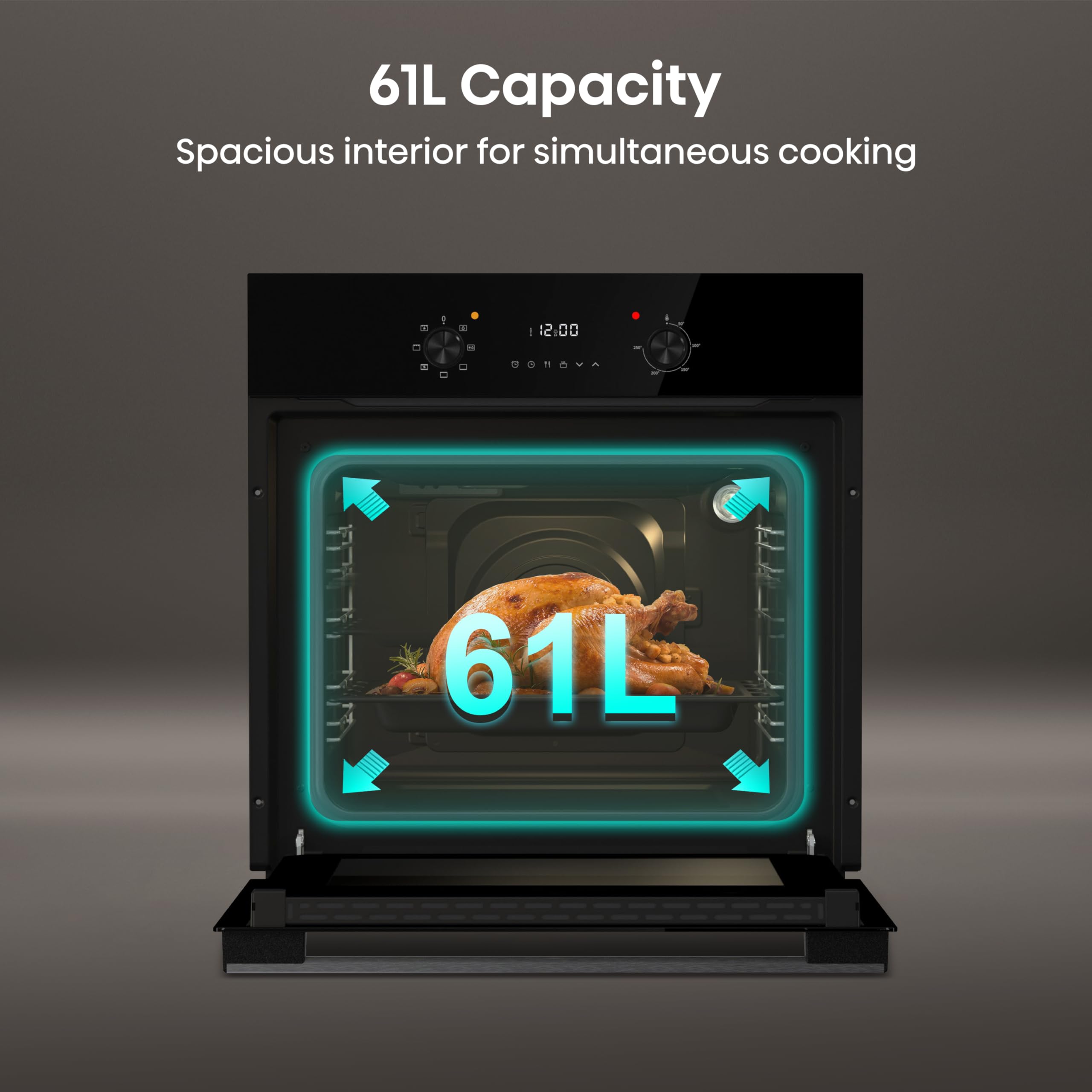 Hisense BI64211PB 77 Litre Built In Electric Single Oven With Pyrolytic Cleaning, Pizza Mode, Multiphase Cooking- Black 22x23x23 inches (LxWxH) - A+ Rated, Extra Large