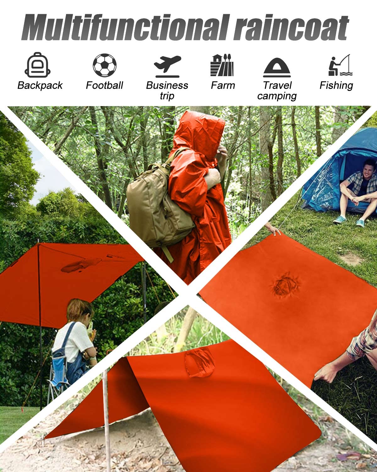 Victoper Waterproof Poncho Adult, Reusable Rain Poncho Adult Waterproof Poncho Waterproof Adult Lightweight Waterproof Raincoat for Outdoor Hiking Camping Cycling Traveling