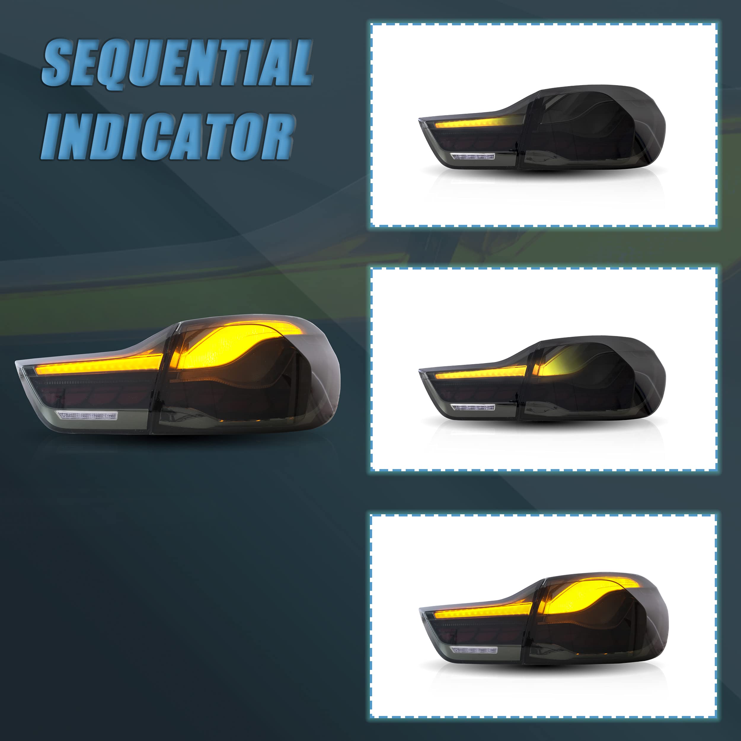 VLAND OLED Rear Lights Compatible with 2013-2018 BMW 3 Series F30 F35 F80 320i 328i 335i Sedan (Not for F31 F34), Tail Lights with Sequential Indicators, E-mark, Red