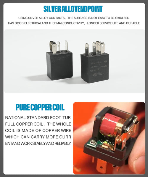 Flaconi Car Relay Kit - 12V 4 Pin/5 Pin SPDT Multi-Purpose Automotive Heavy Duty Electrical Standard Starter Switch - Fits Car, Truck (5Pin)