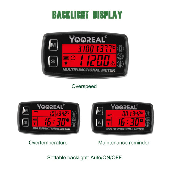 Yooreal Engine Temperature Gauge,TEMP Meter,User Shutdown Tachometer for Scooter Snowmobile Mini Bike Motorcycle Lawn Mower Generator Dump Truck