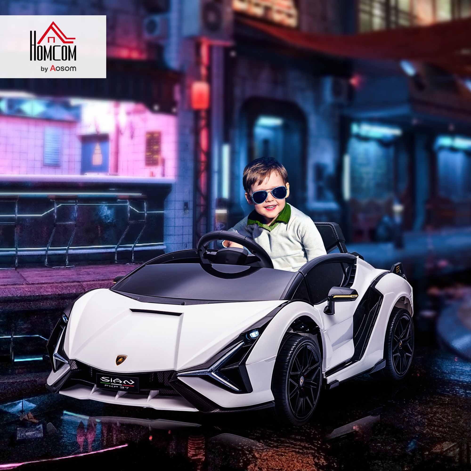 HOMCOM Lamborghini Sian Licensed 12V Kids Electric Ride On Car 2 Motors Toy Car with Remote Control Music Lights MP3 for 3-5 Years Green