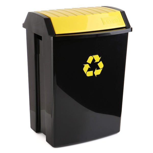 TATAY Recycling Bin, 50L Capacity, Swing Lid, Polypropylene, BPA Free, Solar Protection, Yellow . Dimensions 40,5 x 33,5 x 57,5 cm