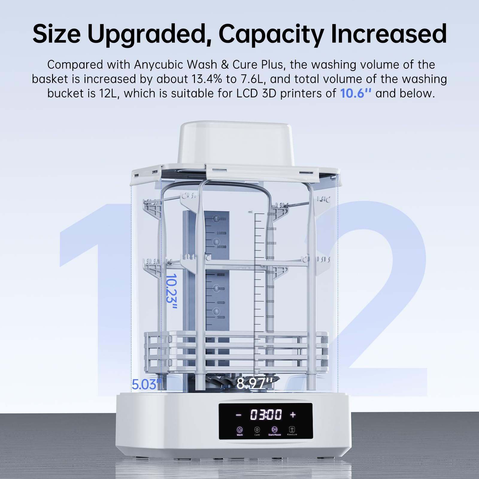 ANYCUBIC 3D Printer Wash and Cure 3 Plus, Larger 2 in 1 Wash Cure Machine for ANYCUBIC Photon Mono 6Ks Mars with Gooseneck Lights, IPA-Saving & Efficient Curing, Washing Size 8.97” x 5.04” x 10.24”