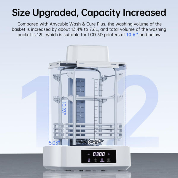 ANYCUBIC 3D Printer Wash and Cure 3 Plus, Larger 2 in 1 Wash Cure Machine for ANYCUBIC Photon Mono 6Ks Mars with Gooseneck Lights, IPA-Saving & Efficient Curing, Washing Size 8.97” x 5.04” x 10.24”