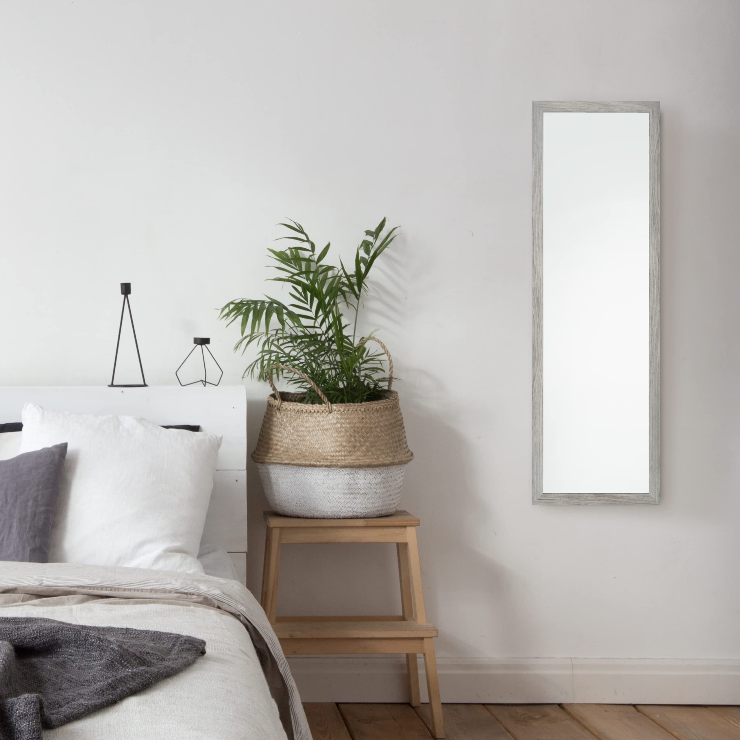 Home Selections Wooden Full Length Wall Mounted Mirror - Dark Wood - 35x110cm