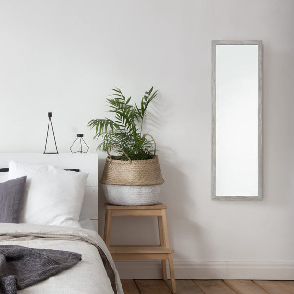 Home Selections Wooden Full Length Wall Mounted Mirror - Dark Wood - 35x110cm