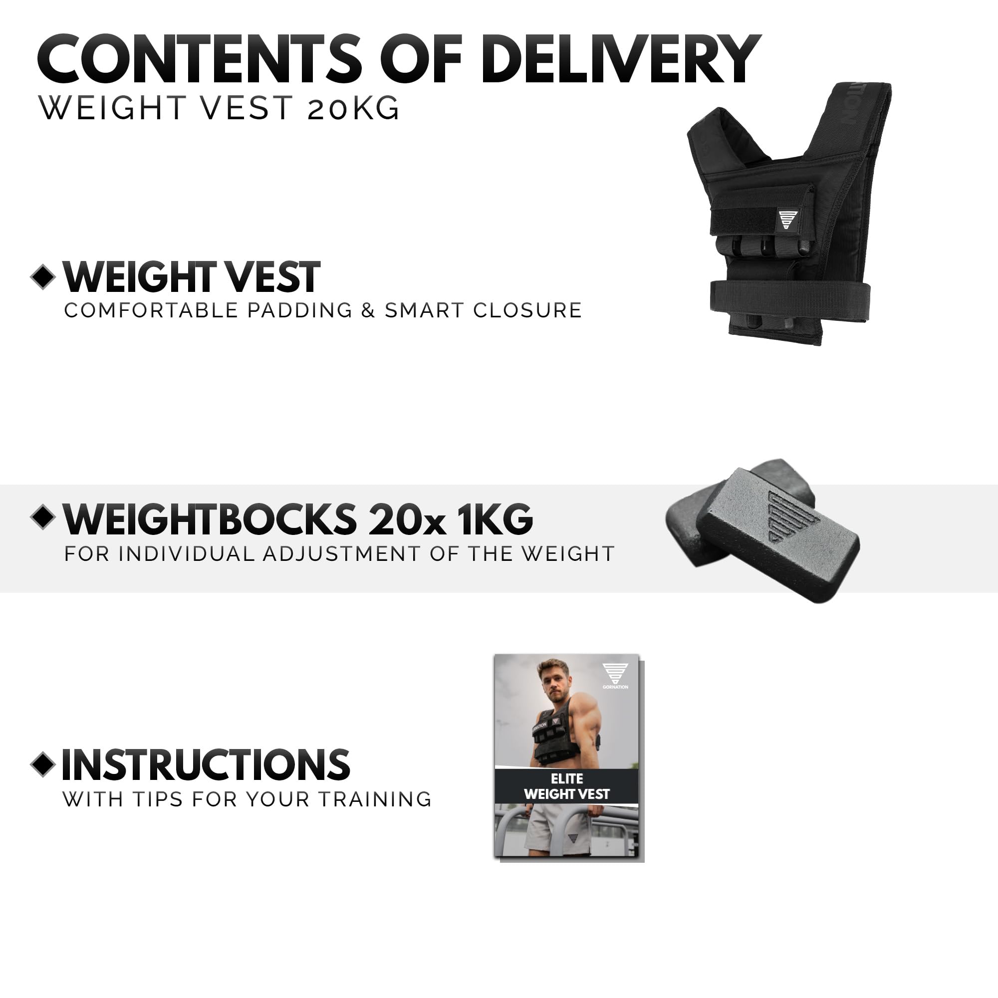 GORNATION Weighted Vest, Adjustable Weighted Vest with Removable Weights for Fitness, Running, Calisthenics & Strength Training, Weight Vest Ideal for