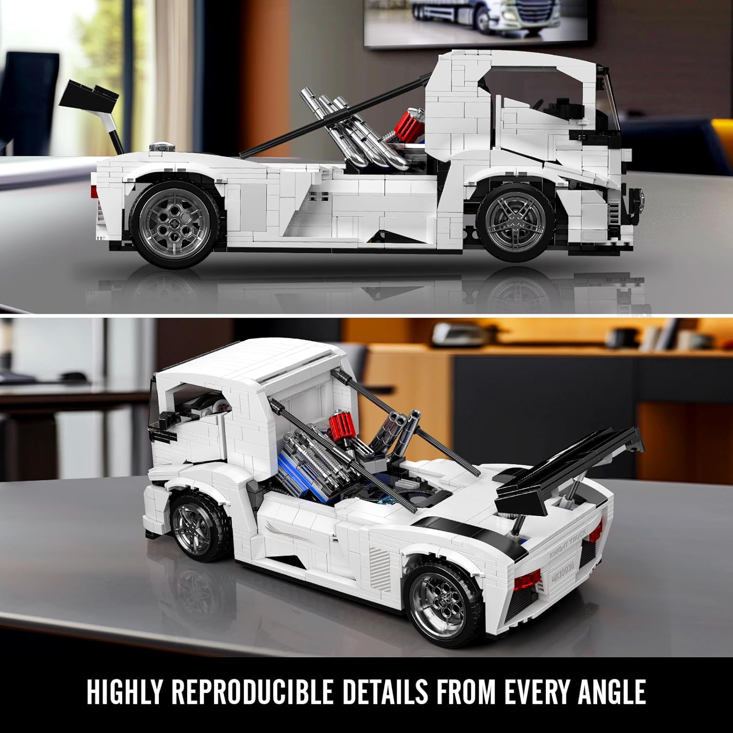 Mould King 10036 Technology Knight Truck Building Blocks Kit, 1604+ PCS Creative Sports Car Truck Model Building Toy Set for Kids 14+/Adult Collectors (Static Version)