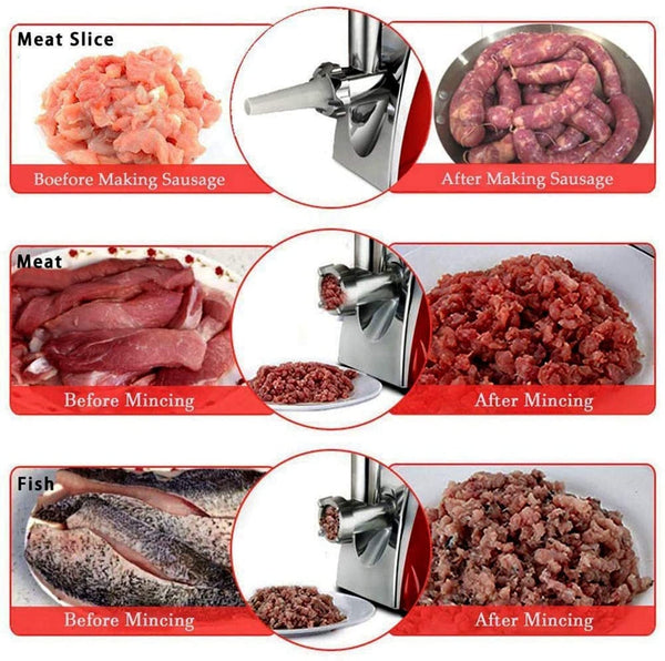 Electric Meat Grinder and Duty Household Sausage Maker Meats Mincer Food Grinding Mincing Machine with Kibbe Attachement  Powerful 2800W Copper